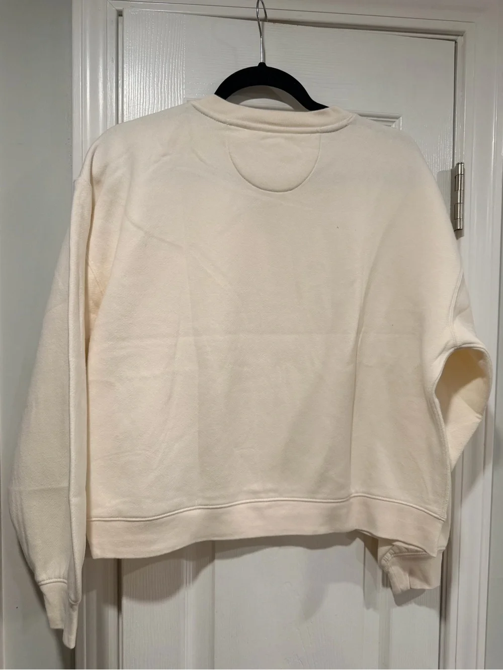 NWOT J.Crew Size M Cream Gold Button Shoulder Sweatshirt Crewneck Pullover Top
